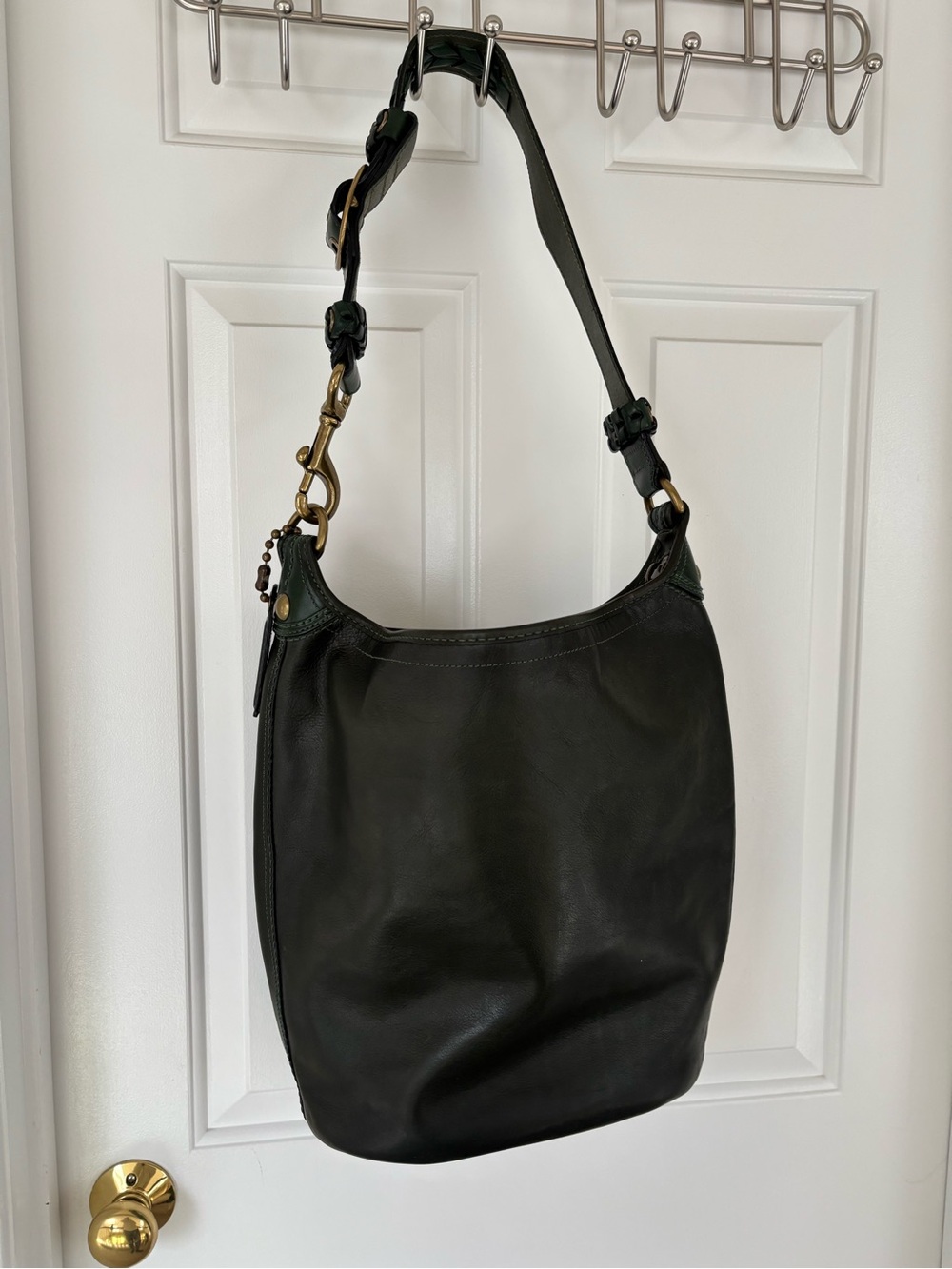 Coach Bag XL Bleecker Tattersall Duffle Sac Bottle Green Style 11423 - Picture 3 of 16